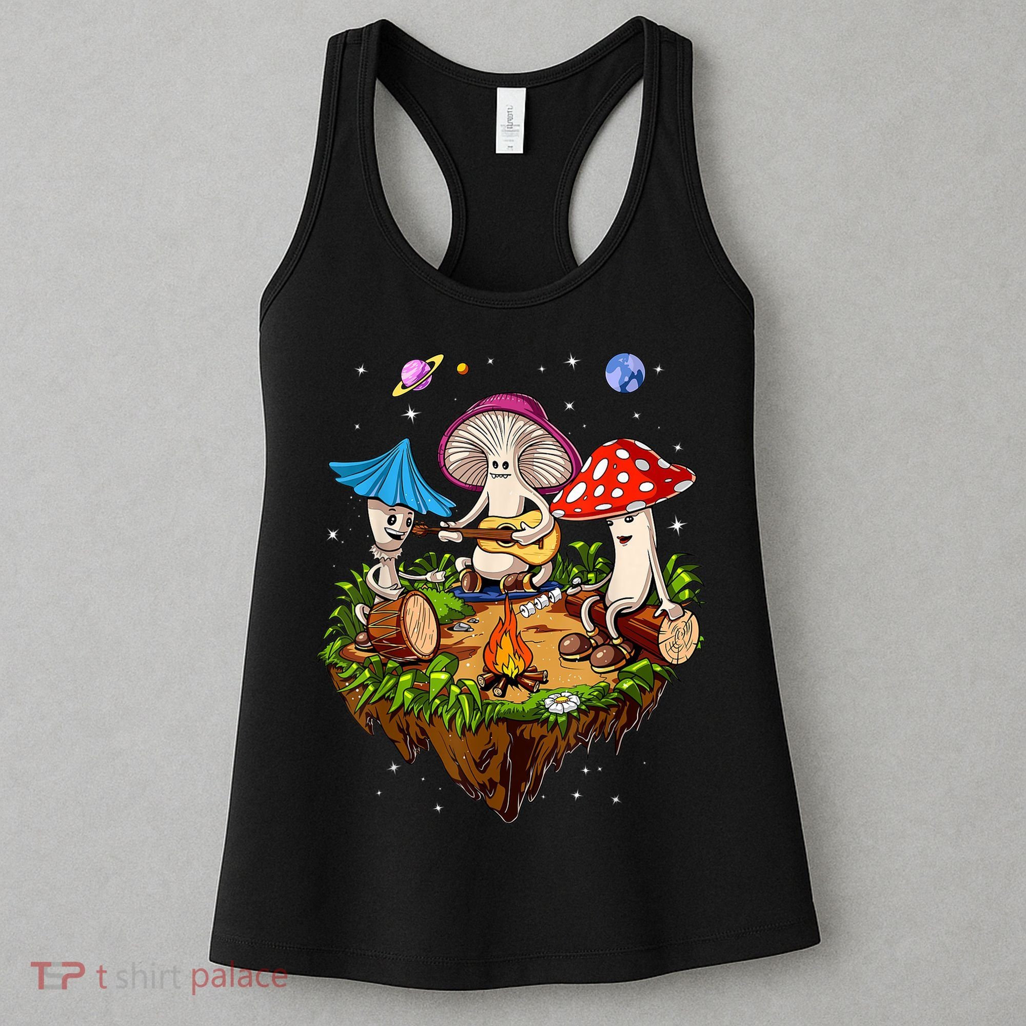 Hippie Mushrooms Camping Psychedelic Forest Fungi Festival Women's Tank Top
