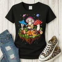 Hippie Mushrooms Camping Psychedelic Forest Fungi Festival Women's T-Shirt thumb 3