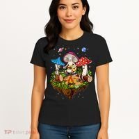 Hippie Mushrooms Camping Psychedelic Forest Fungi Festival Women's T-Shirt thumb 4