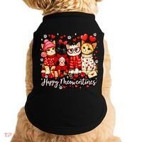 Happy Meowentines Cute Valentine Cat Lovers Doggie Tank thumb 0