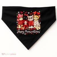Happy Meowentines Cute Valentine Cat Lovers USA-Made Doggie Bandana thumb 0
