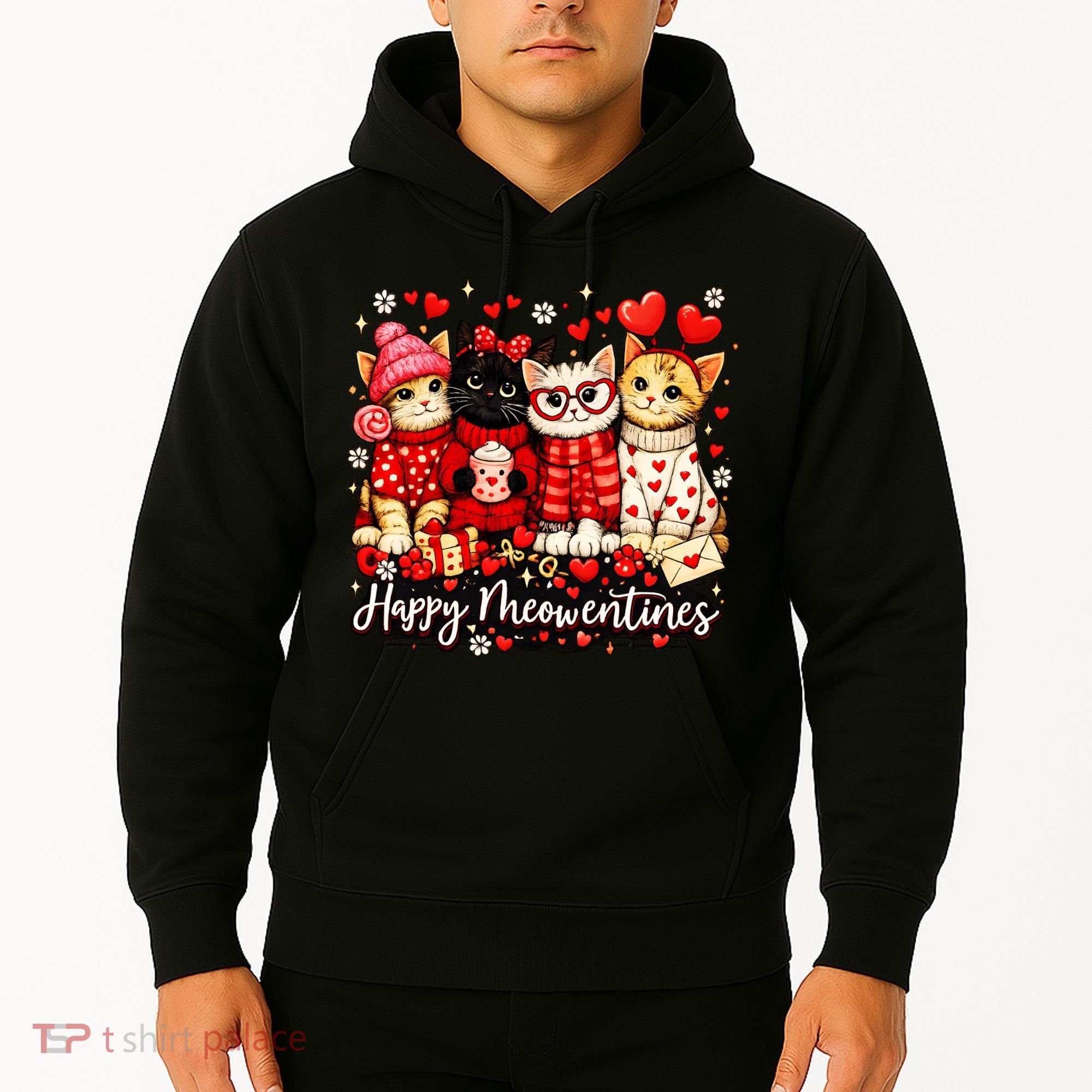 Happy Meowentines Cute Valentine Cat Lovers Hoodie
