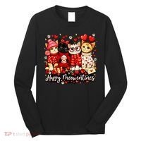 Happy Meowentines Cute Valentine Cat Lovers Long Sleeve Shirt thumb 0