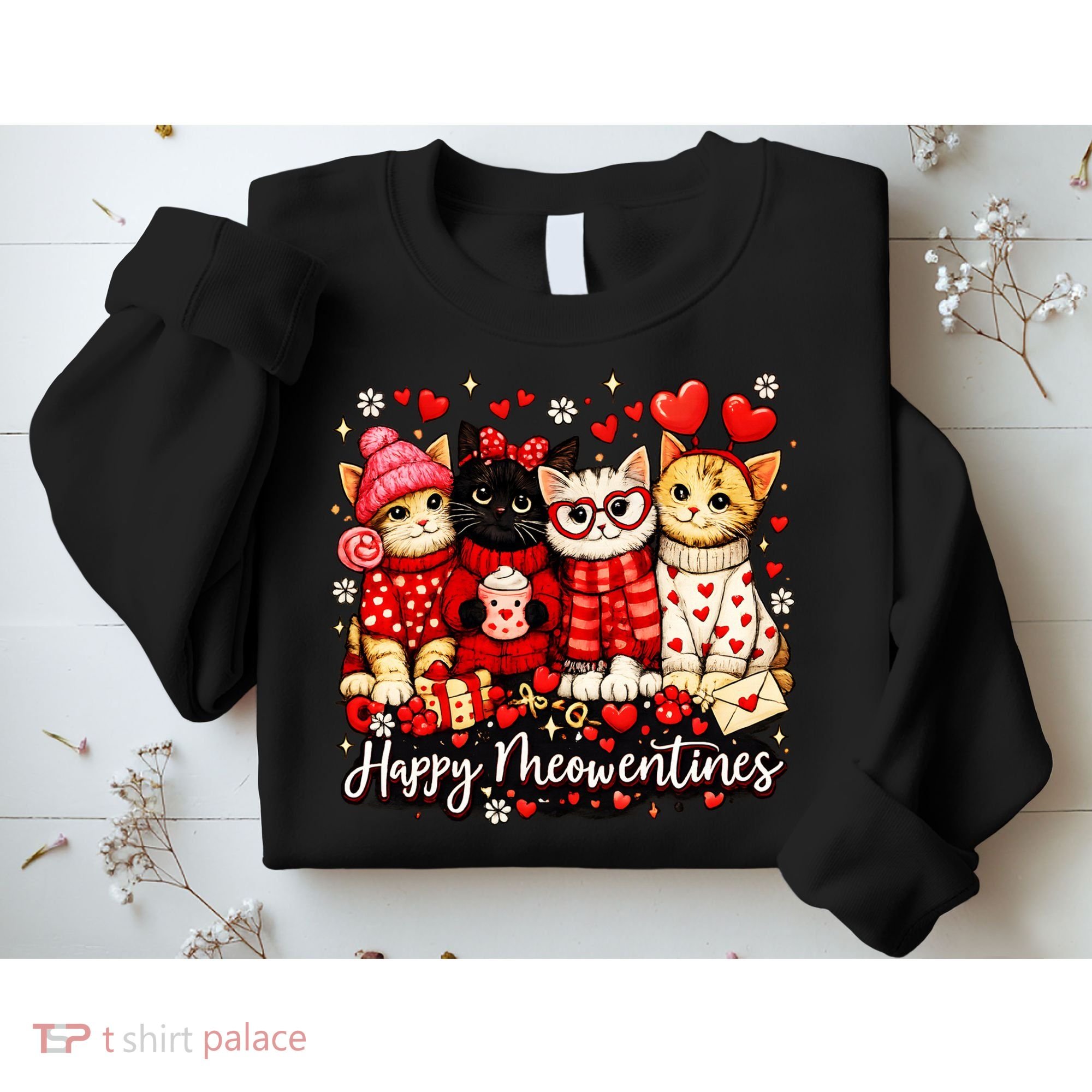Happy Meowentines Cute Valentine Cat Lovers Sweatshirt