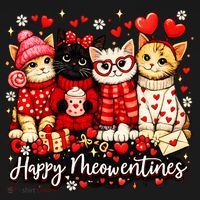 Happy Meowentines Cute Valentine Cat Lovers Sweatshirt thumb 3