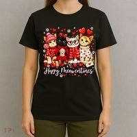 Happy Meowentines Cute Valentine Cat Lovers T-Shirt thumb 4