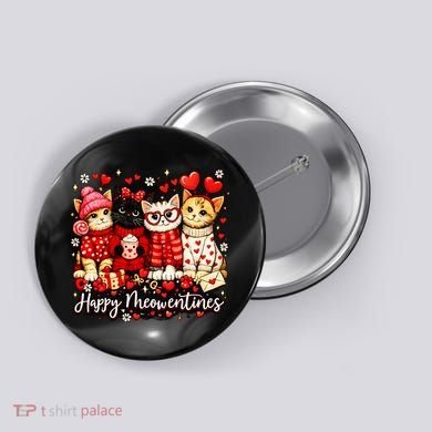 Happy Meowentines Cute Valentine Cat Lovers Button