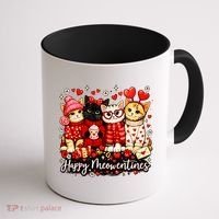 Happy Meowentines Cute Valentine Cat Lovers Coffee Mug thumb 1