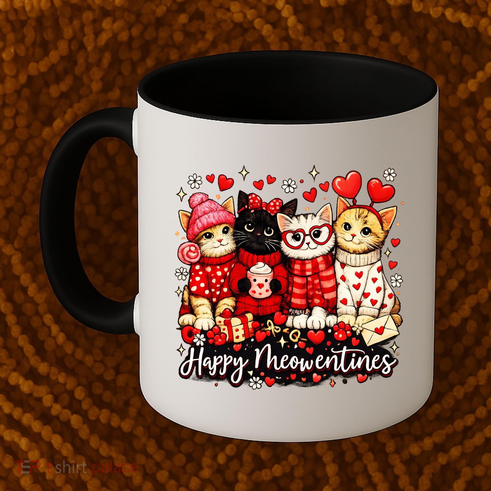 Happy Meowentines Cute Valentine Cat Lovers Coffee Mug