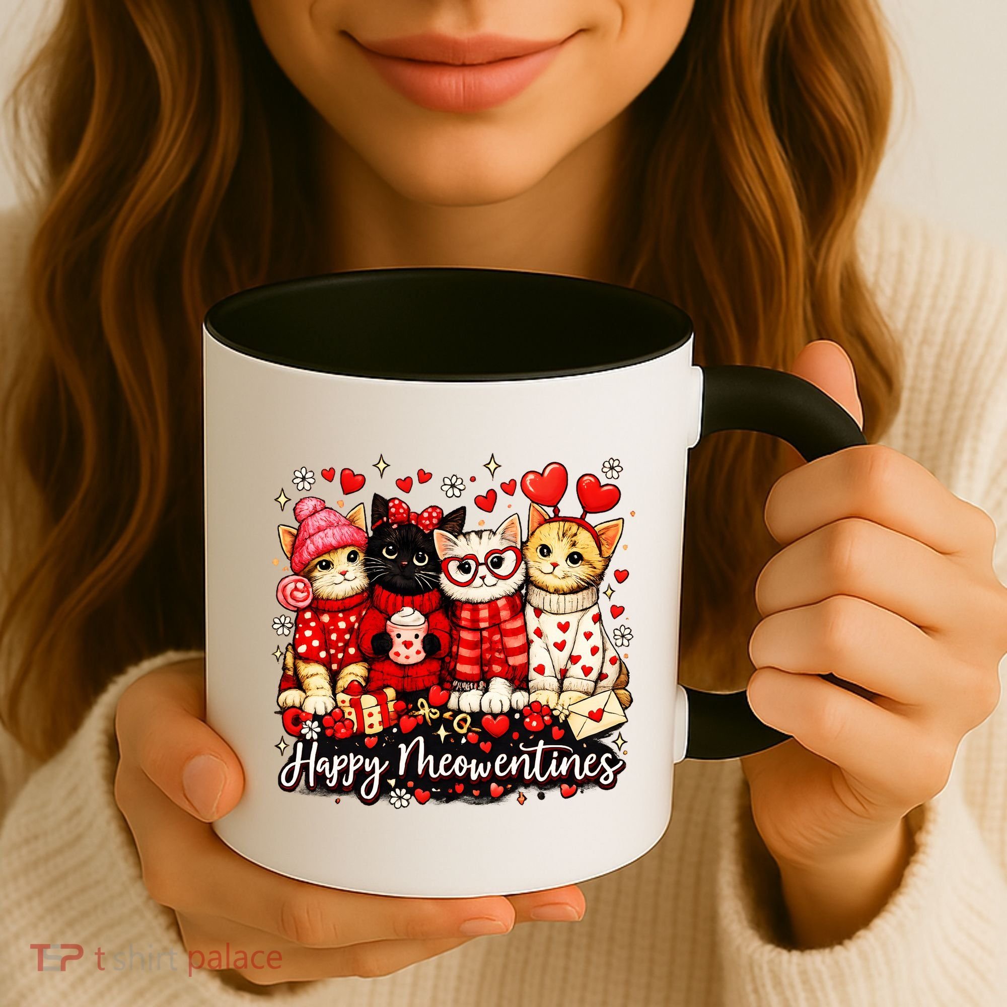 Happy Meowentines Cute Valentine Cat Lovers Coffee Mug