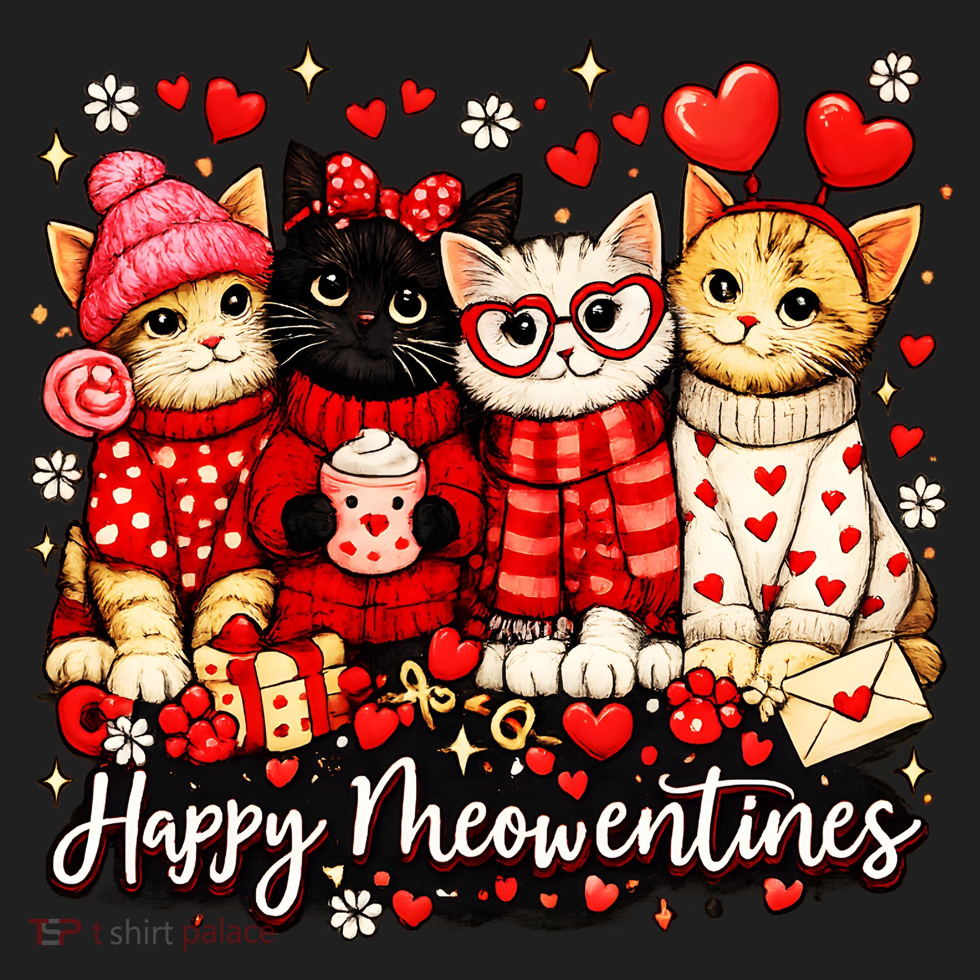 Happy Meowentines Cute Valentine Cat Lovers Beanie