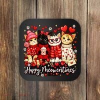 Happy Meowentines Cute Valentine Cat Lovers Coaster thumb 0