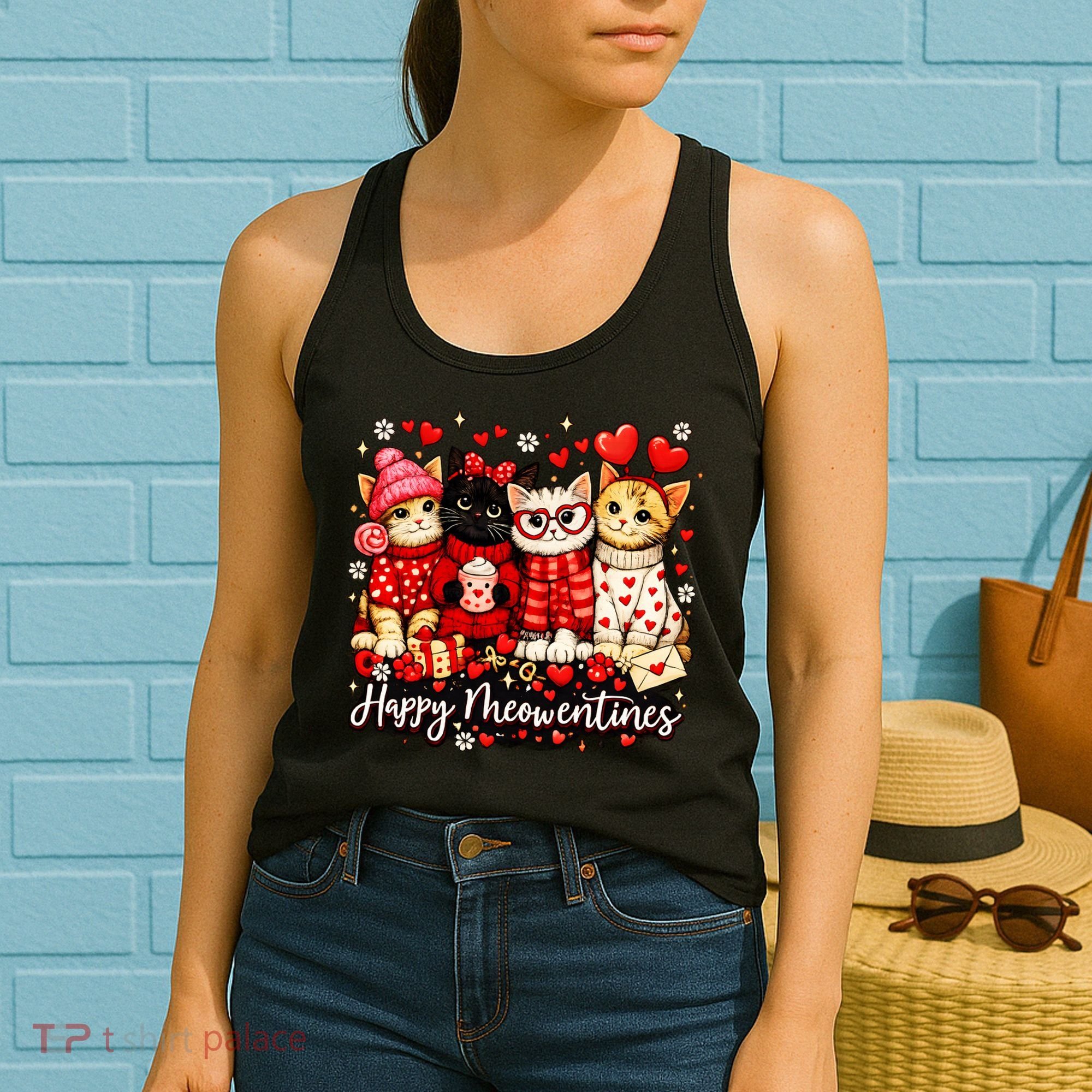 Happy Meowentines Cute Valentine Cat Lovers Women's Tank Top