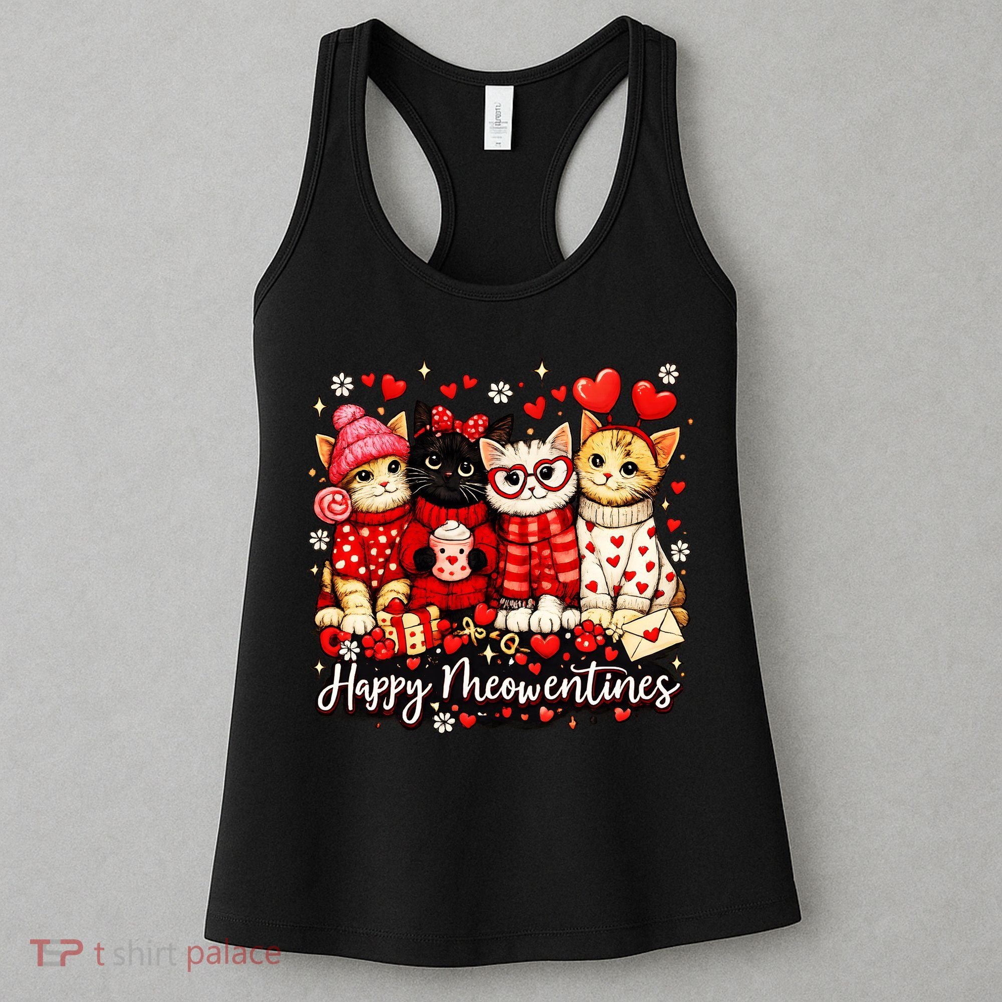 Happy Meowentines Cute Valentine Cat Lovers Women's Tank Top