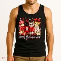 Happy Meowentines Cute Valentine Cat Lovers Tank Top thumb 3