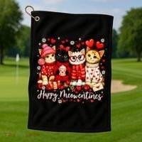 Happy Meowentines Cute Valentine Cat Lovers Golf Towel thumb 1