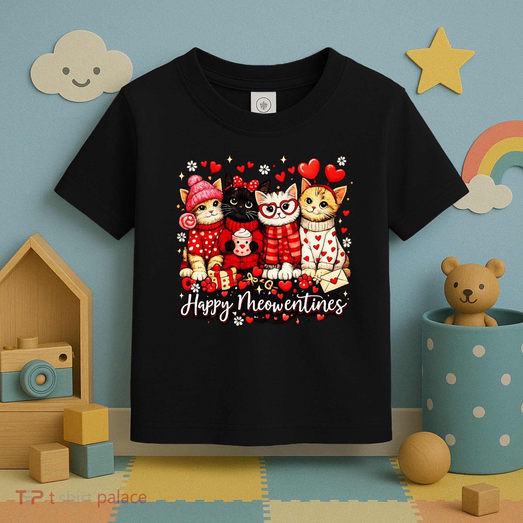 Happy Meowentines Cute Valentine Cat Lovers Toddler T-Shirt