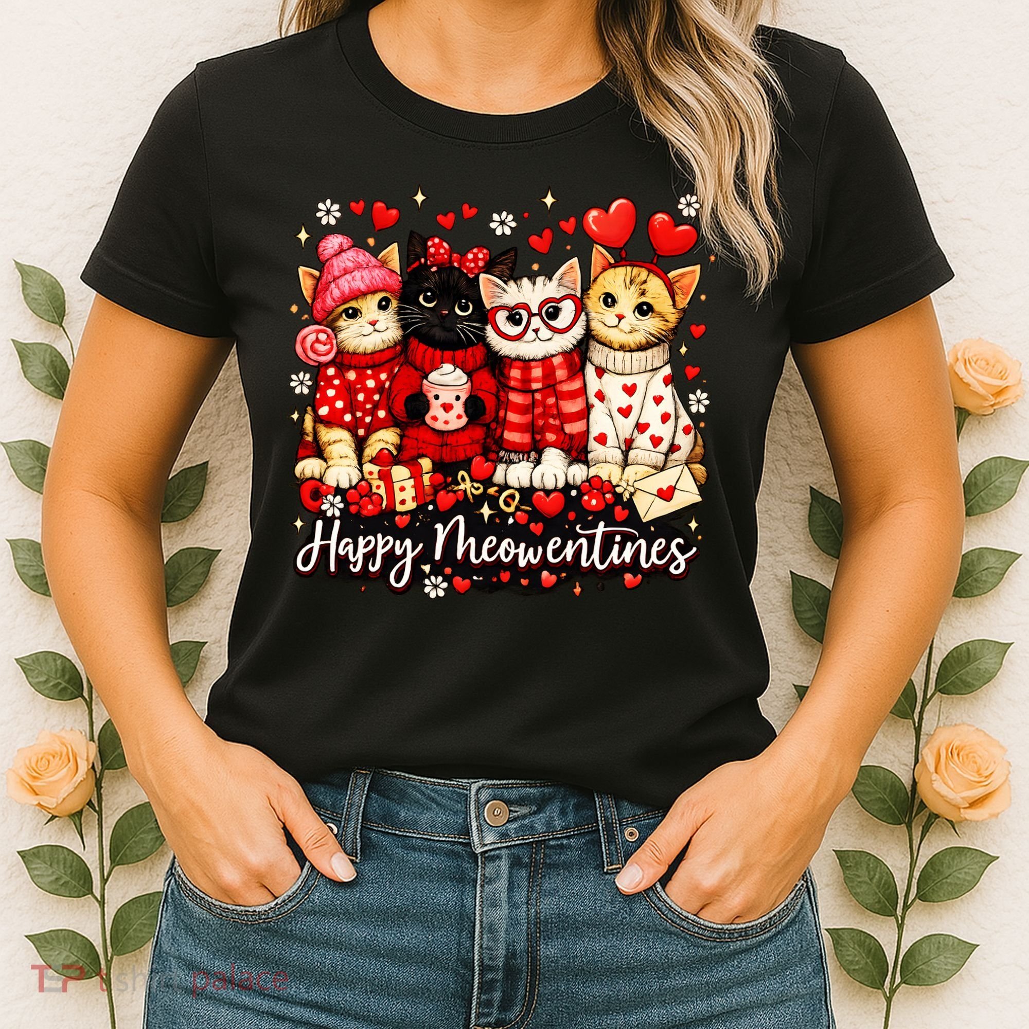 Happy Meowentines Cute Valentine Cat Lovers Women's T-Shirt
