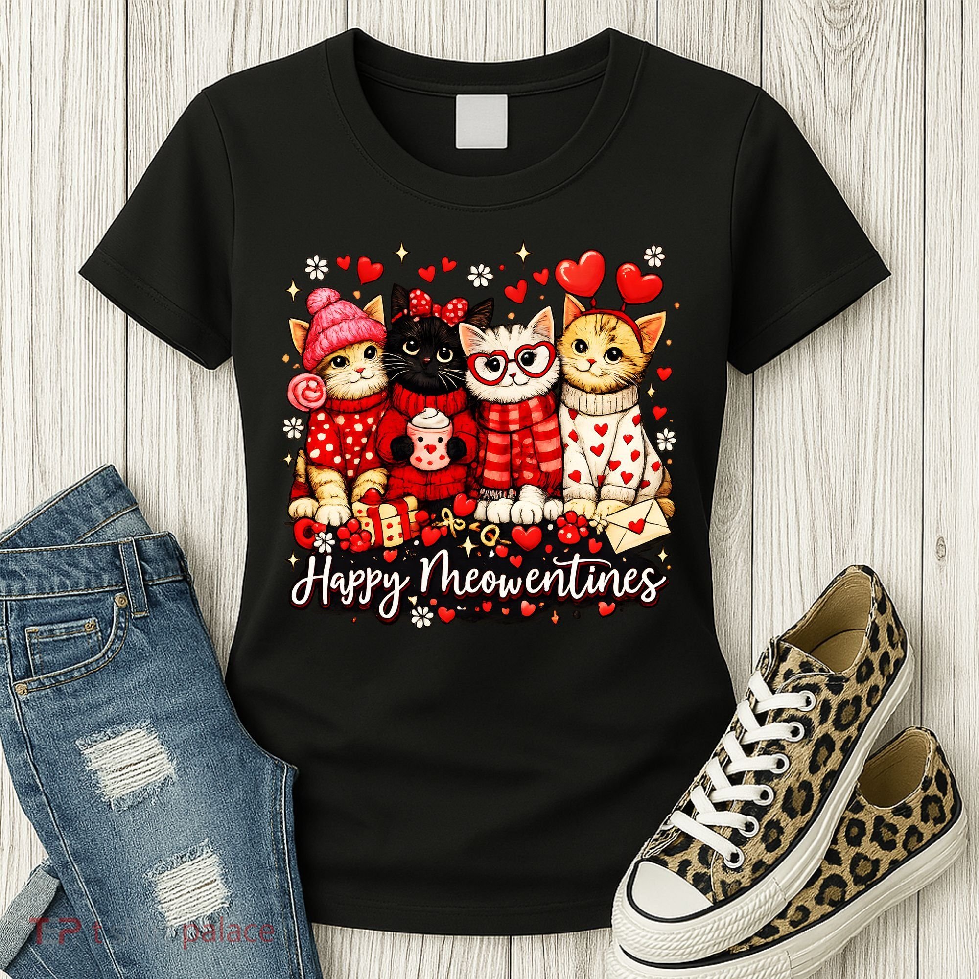Happy Meowentines Cute Valentine Cat Lovers Women's T-Shirt