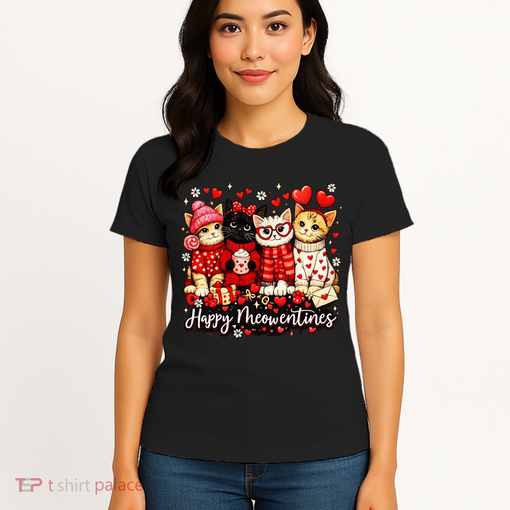 Happy Meowentines Cute Valentine Cat Lovers Women's T-Shirt