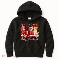 Happy Meowentines Cute Valentine Cat Lovers Kids Hoodie thumb 0