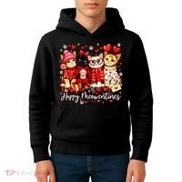 Happy Meowentines Cute Valentine Cat Lovers Kids Hoodie thumb 4