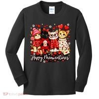 Happy Meowentines Cute Valentine Cat Lovers Kids Long Sleeve Shirt thumb 0