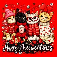 Happy Meowentines Cute Valentine Cat Lovers Santa Hat thumb 1