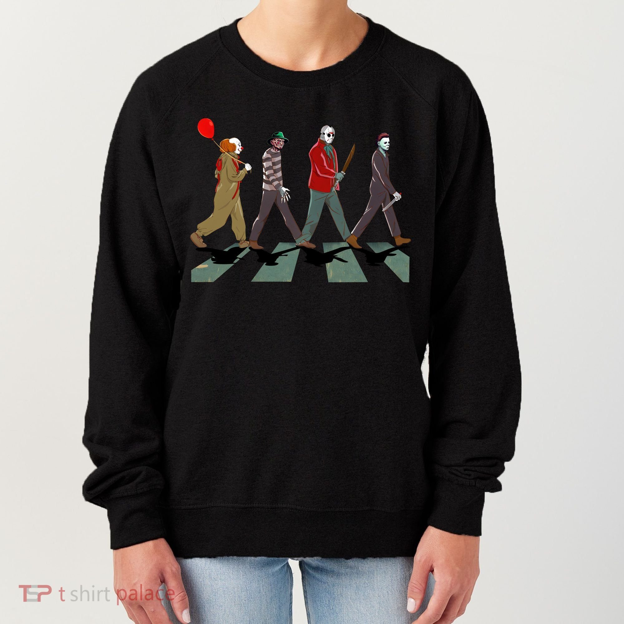 Horror Movie Characters Walking Road Friends Halloween Pennywise Women's Sweatshirt