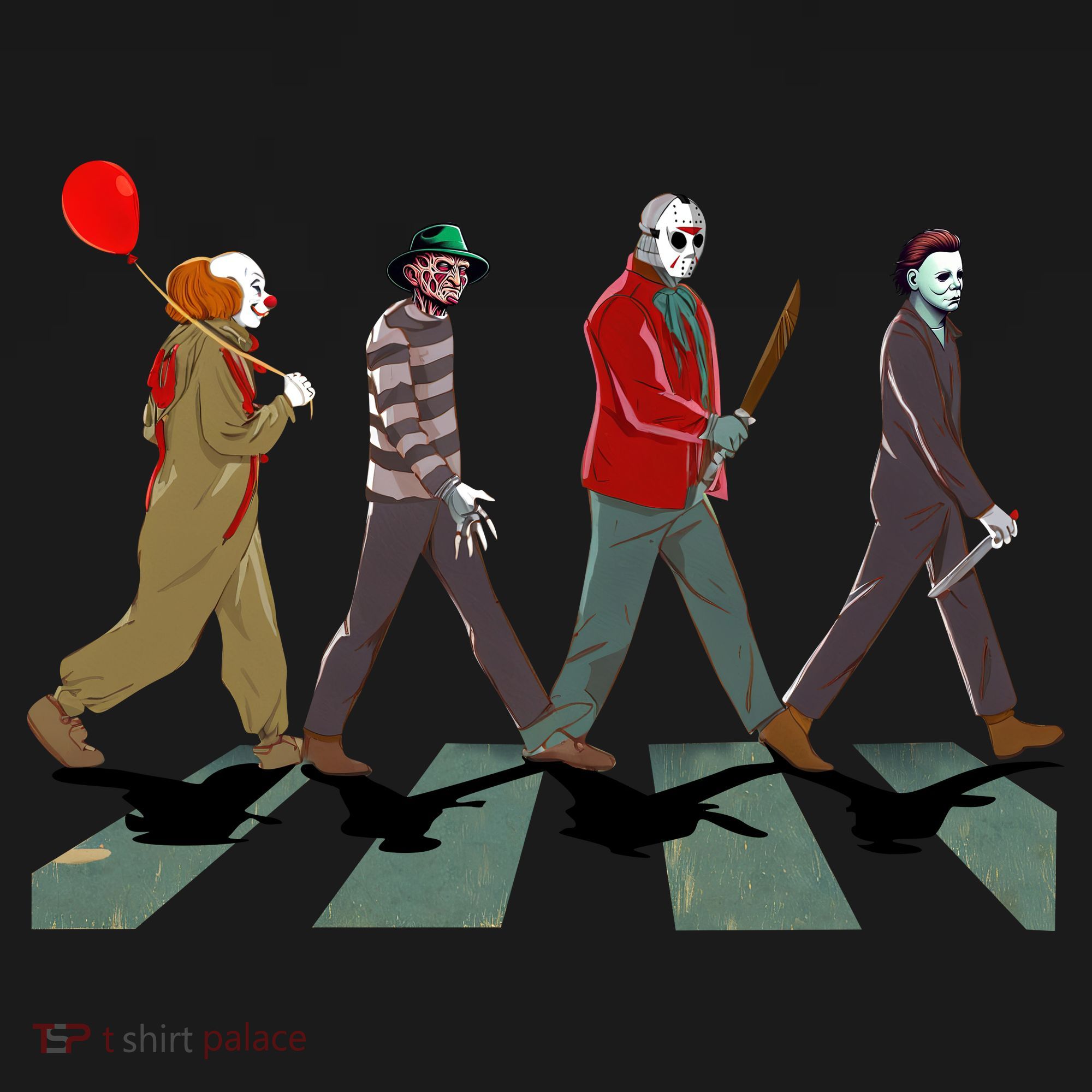 Horror Movie Characters Walking Road Friends Halloween Pennywise Bucket Hat
