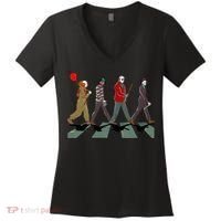 Horror Movie Characters Walking Road Friends Halloween Pennywise Women's V-Neck T-Shirt thumb 0