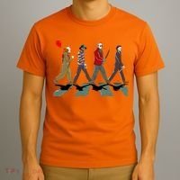 Horror Movie Characters Walking Road Friends Halloween Pennywise T-Shirt thumb 3