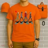 Horror Movie Characters Walking Road Friends Halloween Pennywise T-Shirt thumb 6