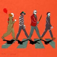 Horror Movie Characters Walking Road Friends Halloween Pennywise Polo thumb 2