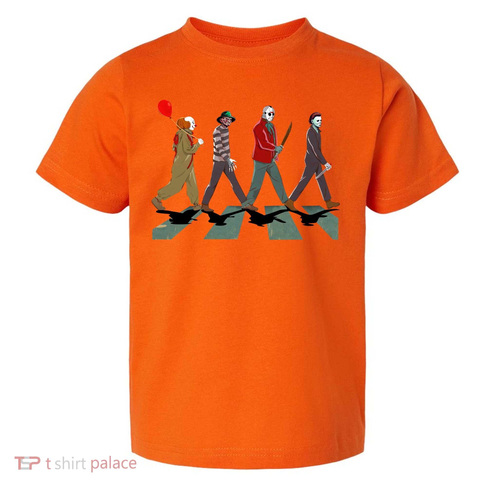 Horror Movie Characters Walking Road Friends Halloween Pennywise Toddler T-Shirt
