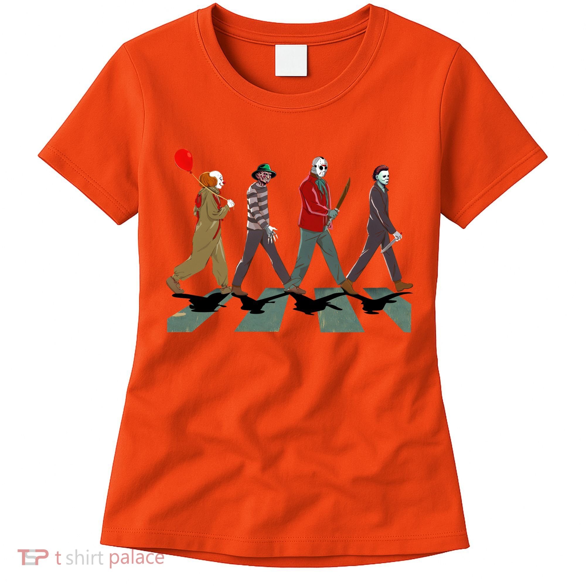 Horror Movie Characters Walking Road Friends Halloween Pennywise Women's T-Shirt