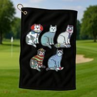 Horror Movie Cats Golf Towel thumb 1