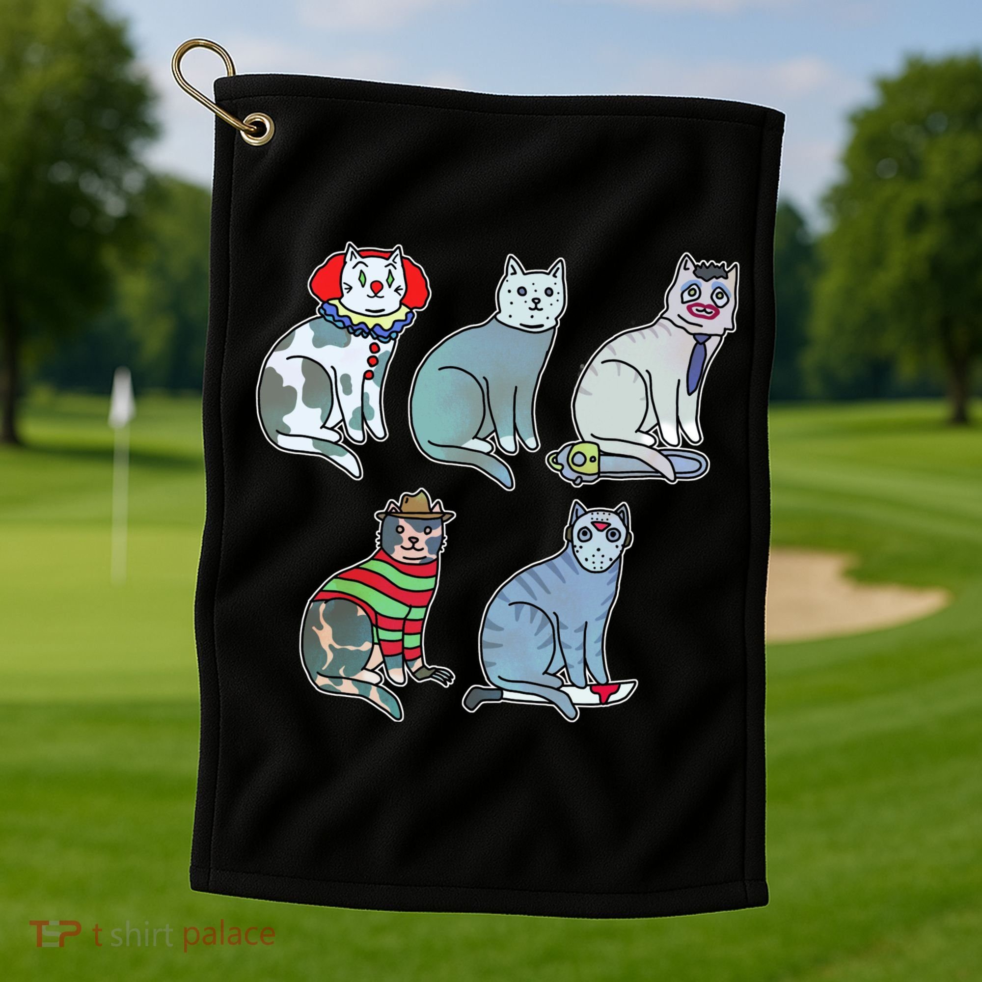 Horror Movie Cats Golf Towel