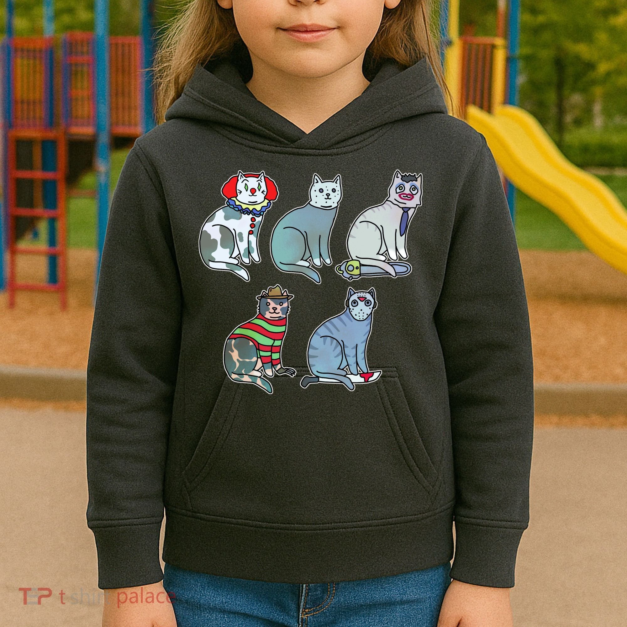 Horror Movie Cats Kids Hoodie