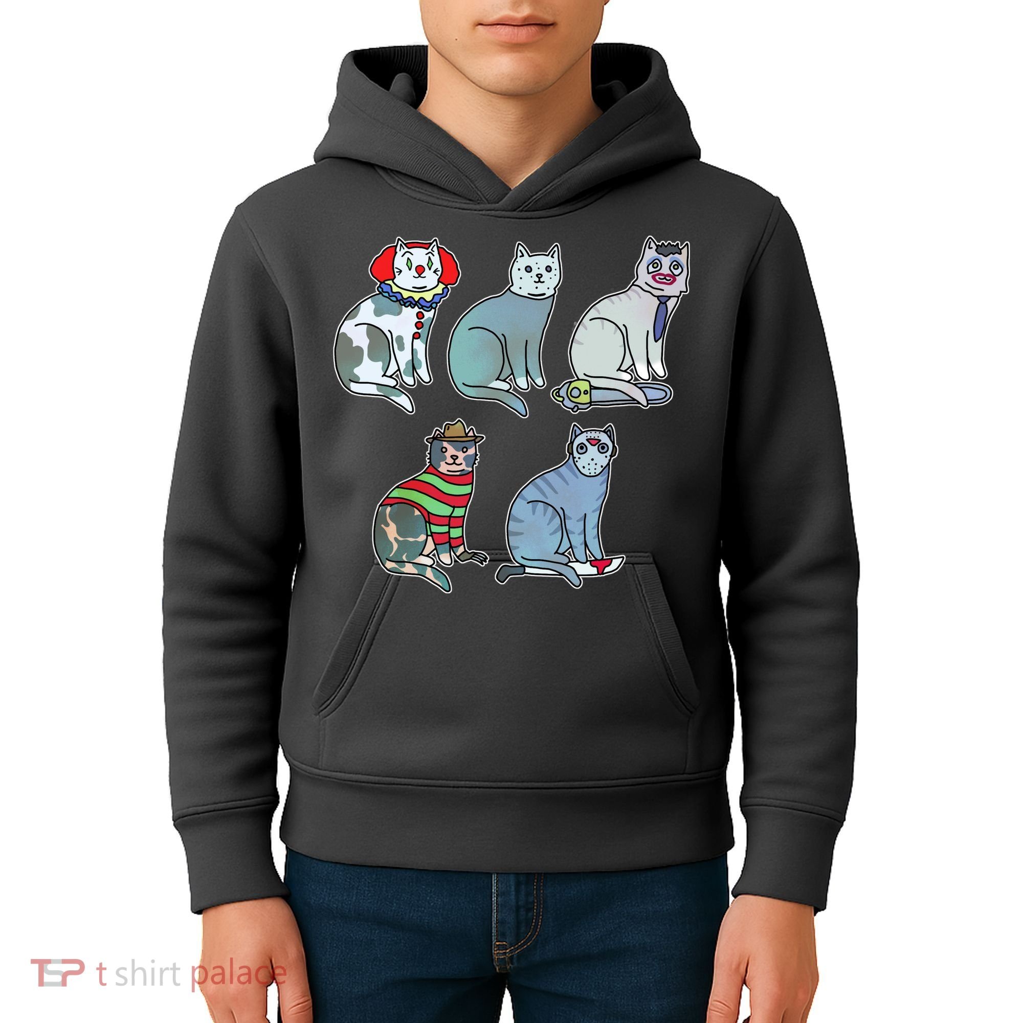 Horror Movie Cats Kids Hoodie