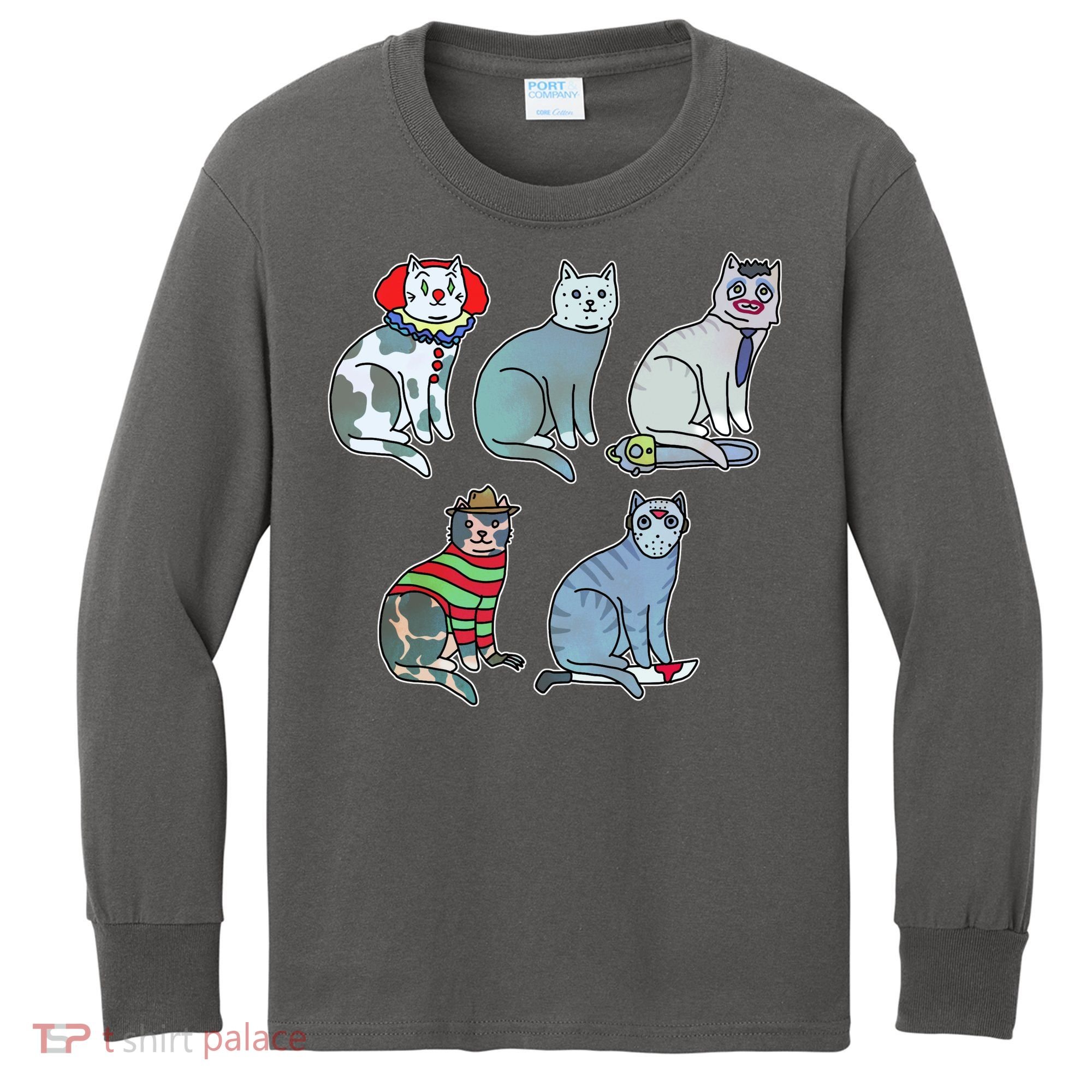 Horror Movie Cats Kids Long Sleeve Shirt