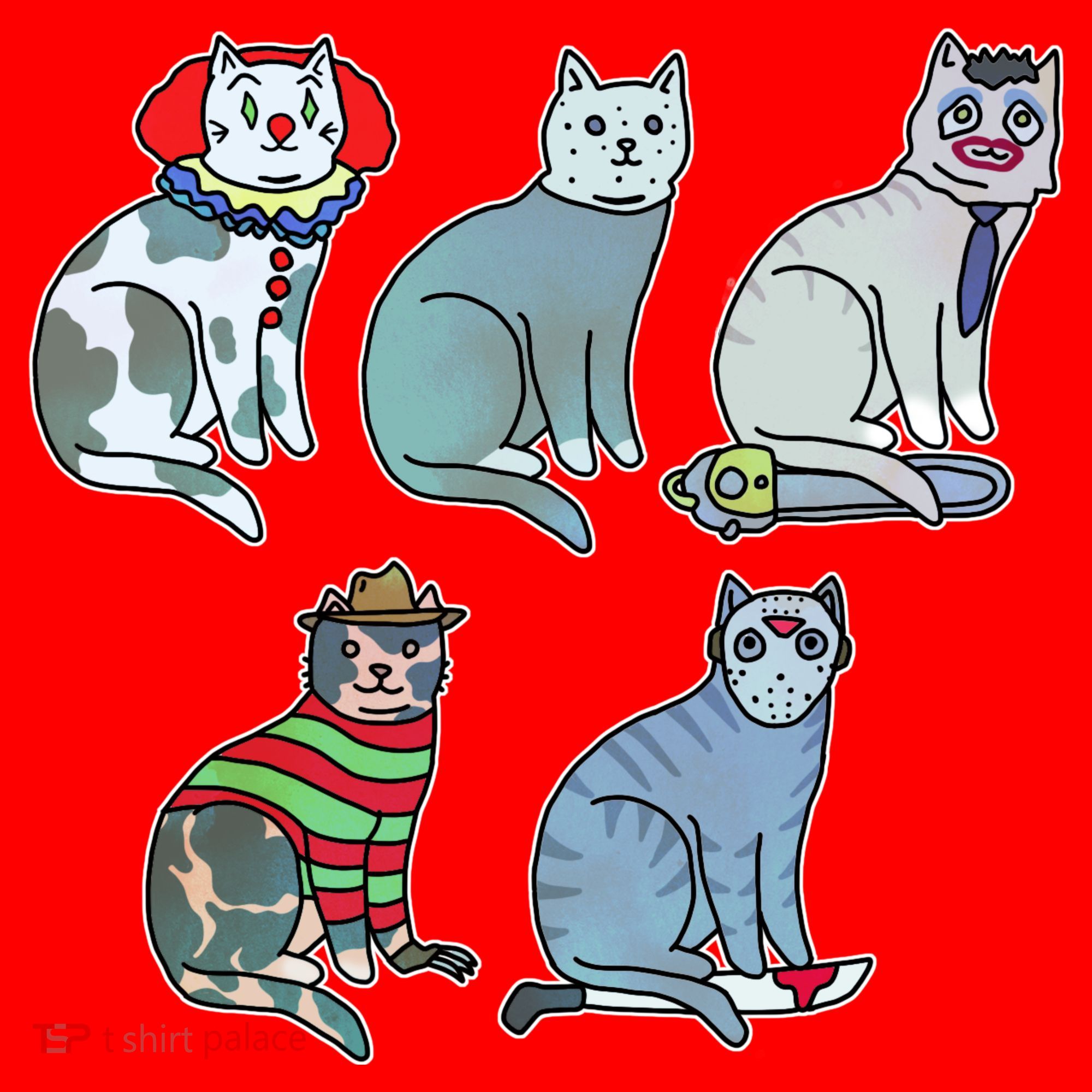 Horror Movie Cats Santa Hat