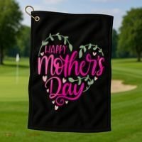 Happy Mother's Day Heart Flower Golf Towel thumb 1