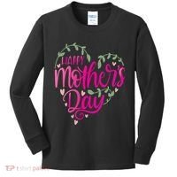 Happy Mother's Day Heart Flower Kids Long Sleeve Shirt thumb 0