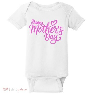 Happy Mothers Day Heart Cute Gift Baby Bodysuit