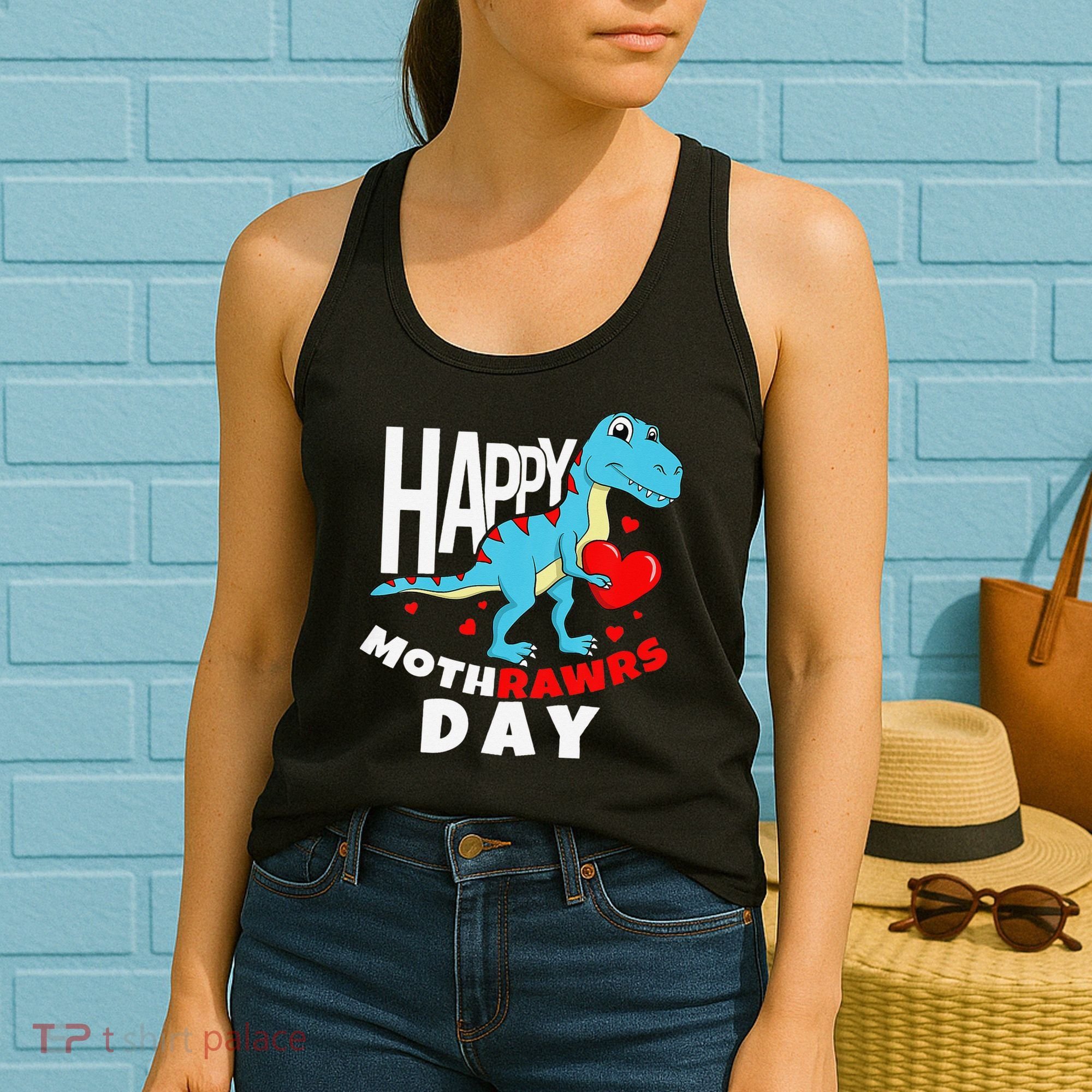 Happy Mother's Day Son For Mom Rawr Trex Dino Women's Tank Top