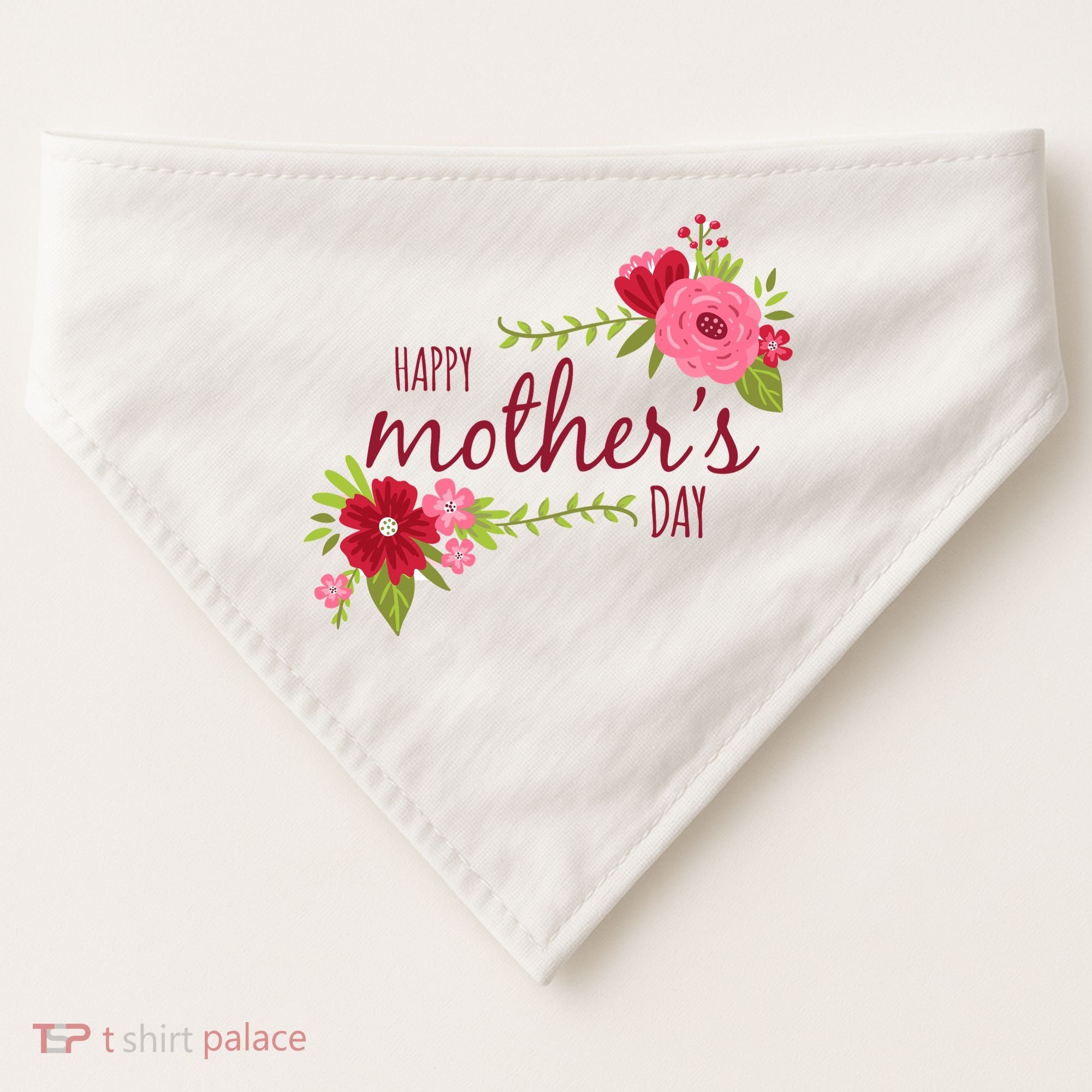 Happy Mother's Day Flower USA-Made Doggie Bandana