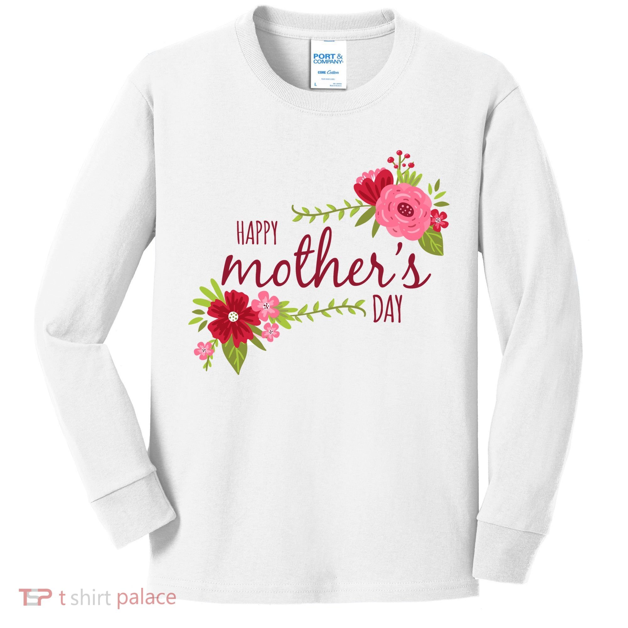 Happy Mother's Day Flower Kids Long Sleeve Shirt