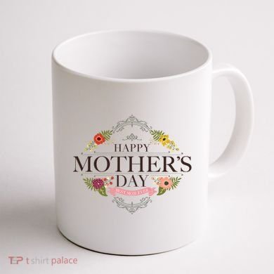 Happy Mother's Day Best Mom Ever Floral Coffee Mug back