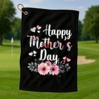 Happy Mother's Day Floral Cute Gift For Mom Golf Towel thumb 1